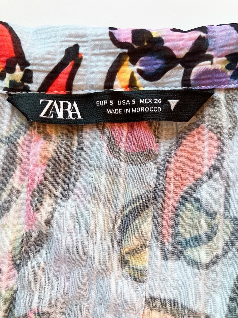 Zara Button-Down Shortsleeve Vneck Camp Collar Shirt Blouse Fruit Print Oversize - Picture 6 of 11